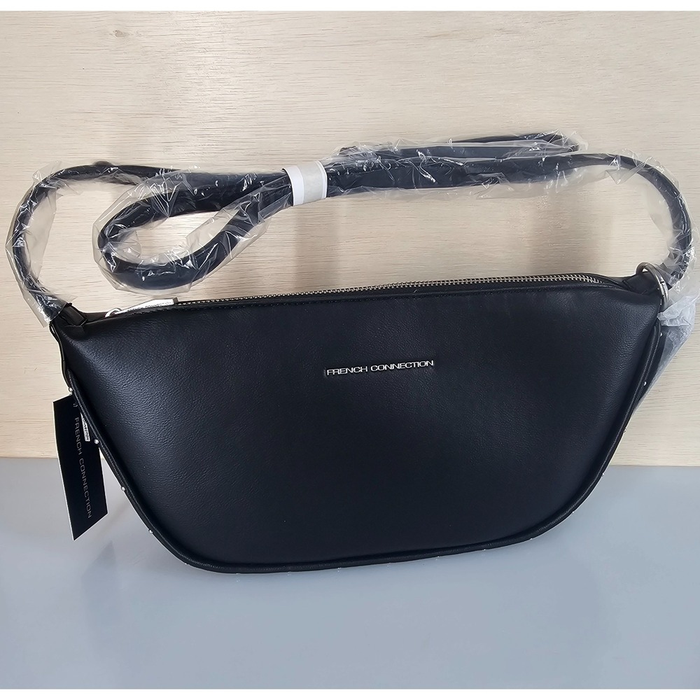 Studded Crossbody Bag Purse Zipper Concealed Black French Connection NWT